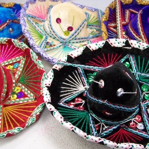 Chihuahua-Sized Small Velvet Elaborately Decorated Mexican Sombrero - Mexico