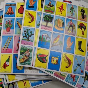 100 plateaux de jeu Loteria traditionnels, sans pont, PAS TOUTES DIFFÉRENTES, veuillez lire la description - Mexique