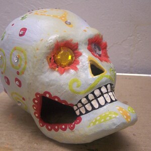 Day of the Dead Painted Plastic Sugar Skull - Dia de los Muertos - Light Aquamarine Tint