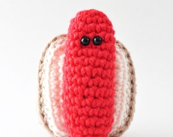 Crochet Hot Dog Pattern, Amigurumi Pattern, Crochet Food Pattern