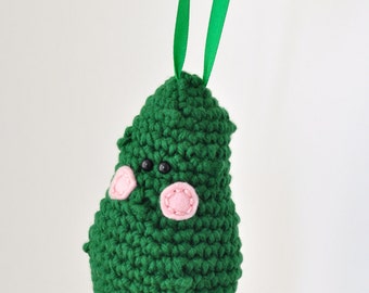 Weihnachtsgurke Ornament häkeln: Easy Amigurumi (PDF Pattern)
