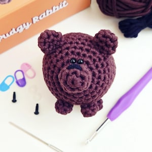 Bear crochet kit, crochet kit for beginners, learn to crochet, DIY craft kit