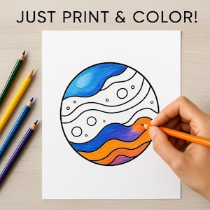 Planet Party - Printable Space Coloring Book for Kids | 20 Fun Pages with Facts About Planets, Stars & Rockets