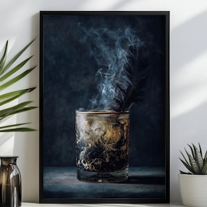 Dark & Stormy Framed Wall Art, Gothic Bar or Kitchen Decor, Dramatic Cocktail Print for Drink Lovers and Moody Elegant Home Styling