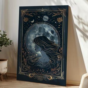 The World Tarot Karte, Celestial Wandkunst für Frauen, Göttlich Weibliche Astrologie Druck, Witchy Home Dekor, Spirituelles Geschenk Poster