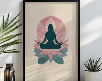 Lotus Flower Yoga Print: Minimalist Silhouette Meditation Art