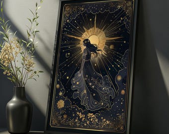 Solens Tarot-konsttryck: Himmelsk gotisk häxdekor