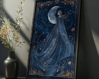 The Moon Tarot Card Print: Witchy Gothic Astrology Wall Art