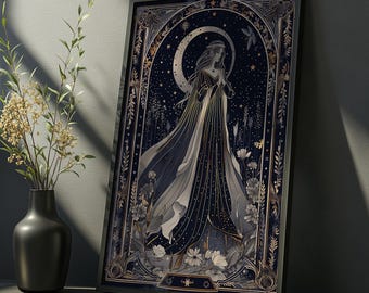 Tarottryck av översteprästinna: Mystisk gotisk himmelsk väggkonst