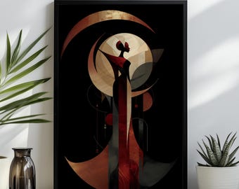 Lilith Wall Art Print: Dark Feminine Goddess in Red and Black
