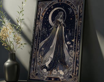 High Priestess Tarot Print: Mystic Gothic Celestial Wall Art