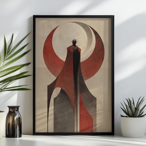Vampir gerahmte Wandkunst: Abstraktes Gothic Poster, Mythologie Kunstwerk für Fantasy Home Decor