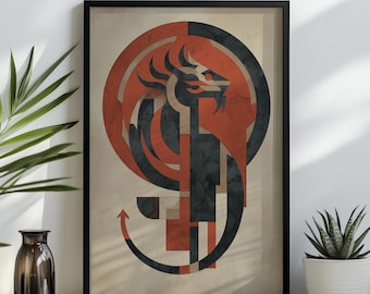 Chimera Framed Art Print: Abstract Mythical Beast - Modern Mythology Decor