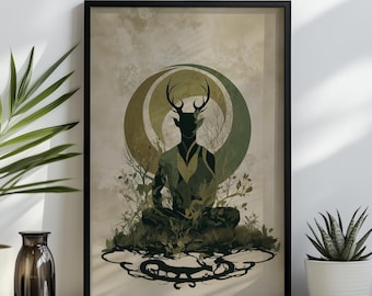 Cernunnos Print: Abstract Celtic God of Nature Art, Framed Poster or Canvas