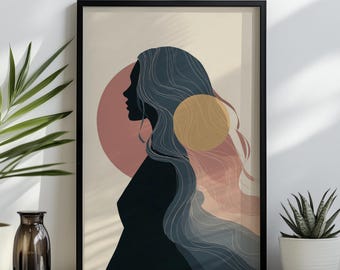Aphrodite Goddess Print: Minimalist Abstract Greek Mythology Art, Framed Poster or Canvas