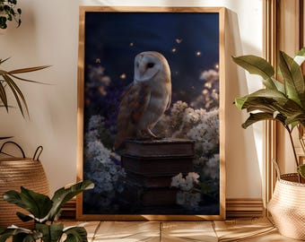 Barn Owl Print: Enchanted Forest Cottagecore Wall Art