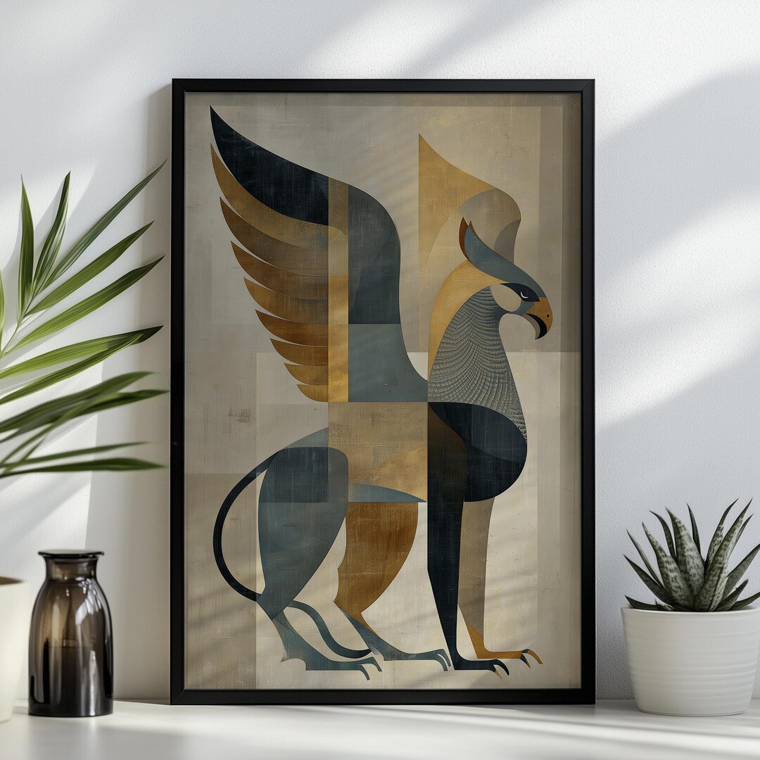Abstract Griffin Art Print: Mythical Creature Poster, Framed Canvas ...
