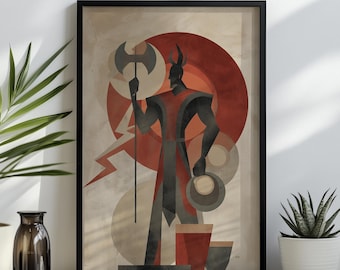 Shango Yoruba Gud Poster: Afrikansk mytologi Abstrakt konst