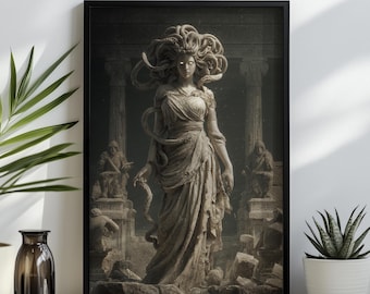 Medusa Göttin Druck: Gothic griechische Mythologie Wandkunst