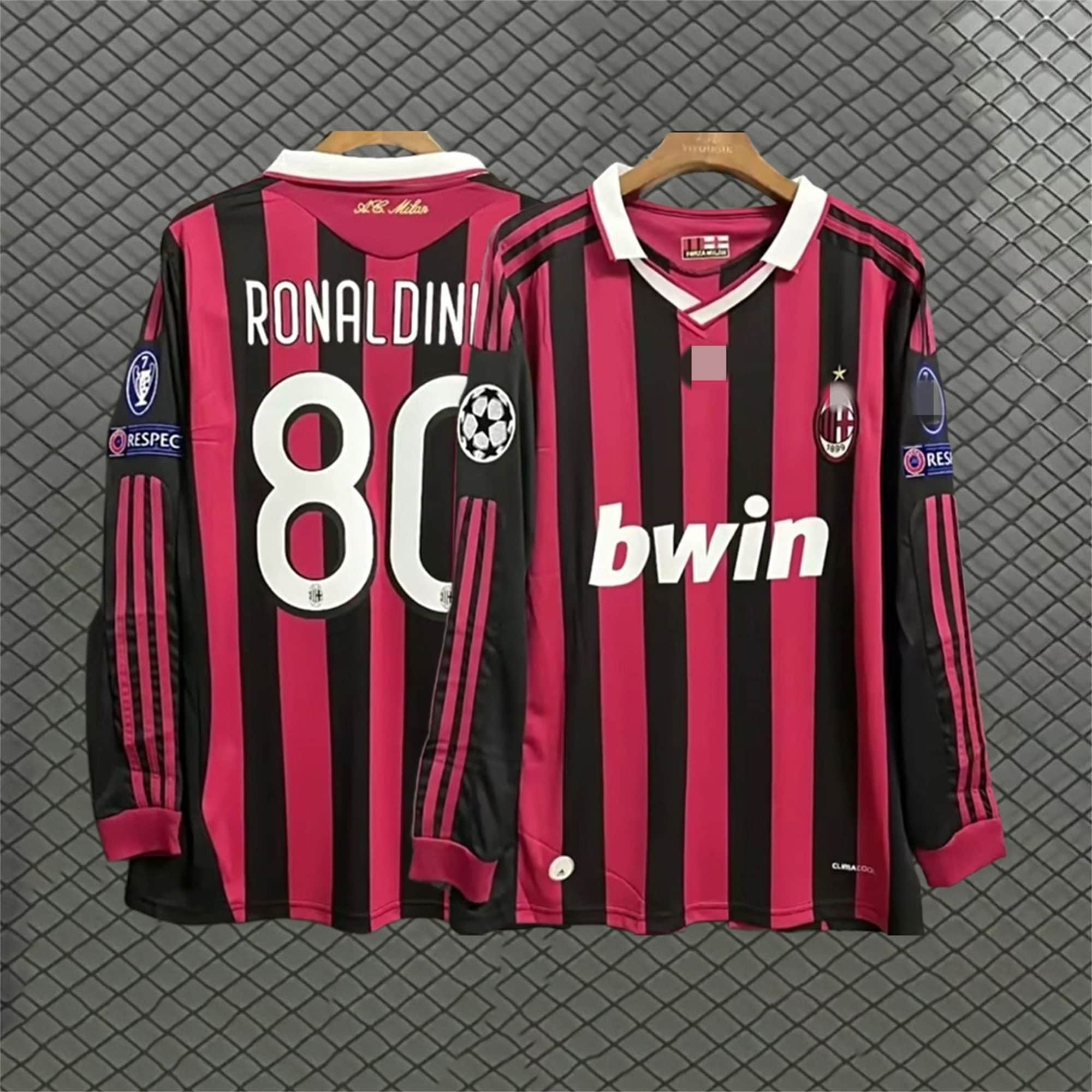 AC MILAN 2009 2010 RONALDINHO 80 UCL HOME SHIRT (Excellent) XL