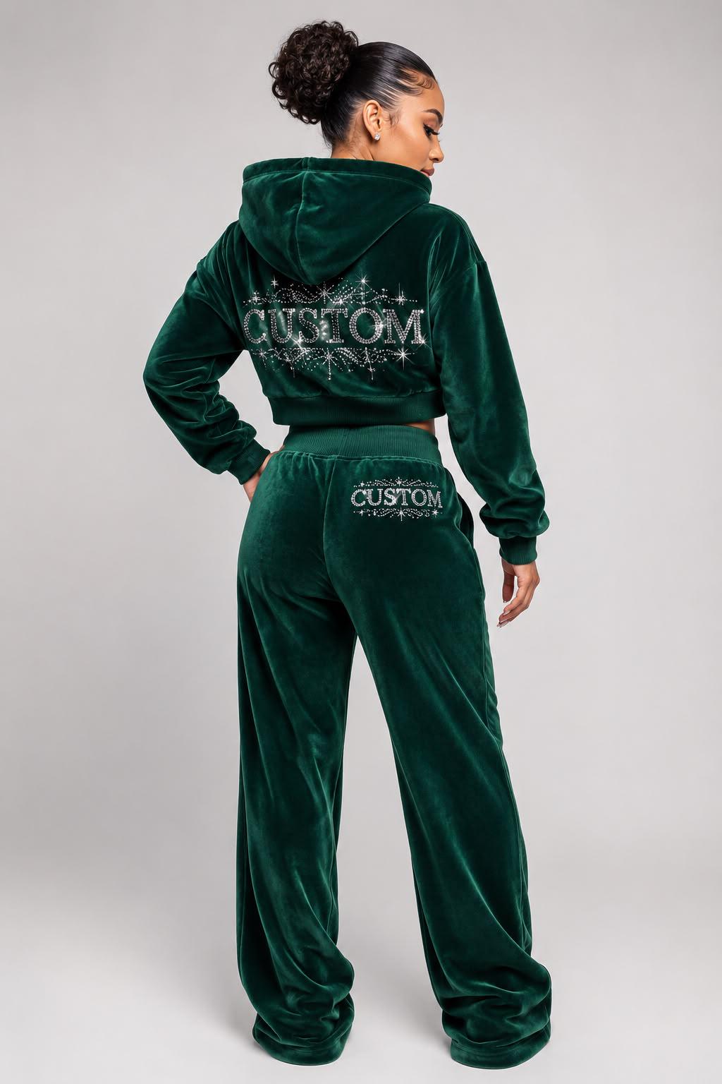 Custom Rhinestone Velour Tracksuit - Etsy