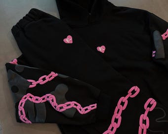 PHARCOYOU Lil Darkie Vintage Big Wave Hoodies Jogger Pants Two Piece