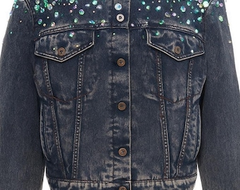 Sequin Denim Festival Jacket: Vintage Rhinestone Embellished - Fit Loyal