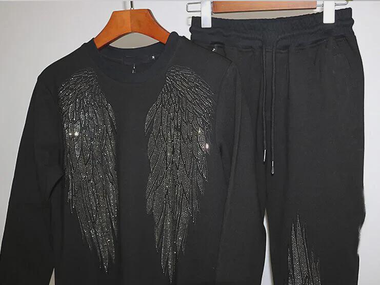 Black Rhinestone Angel Wings Tracksuit Set: Sparkle Jogger Set - Etsy