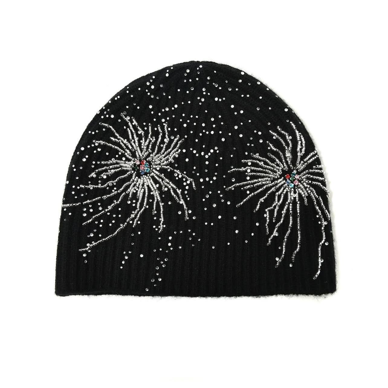 Black Beanie With Rhinestone Firework Design Sparkly Winter  display picture 1