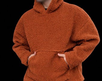 Teddyhoodie voor heren en dames | Gezellige fleece | Oversized sherpa-trui | Warme winterhoodie