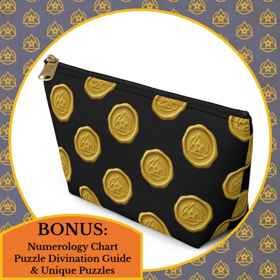 Gold Seal Ritual Pouch - Free Sudoku Printable Numerology Chart, Polka Dot Christmas Zipper Bag gift for Pendulums & Puzzle Accessories