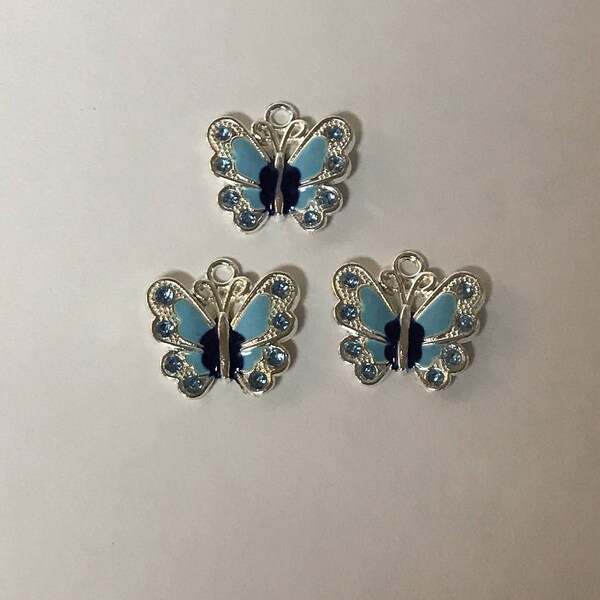 Enamel Butterfly 21mm Charms - 3 Piece set of Butterfly Charms for jewelry making - OilPatchFarm