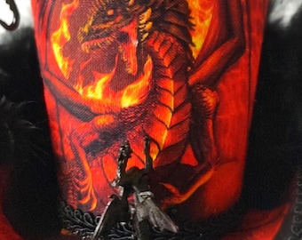 Red Dragon Gothic Fascinator – Tiny Top Hat with Black Feathers