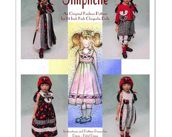 Magalie&#39;s &quot;Simplicité&quot; Fashion Pattern for 14 inch Kish or similar. Dress - Petal Dress - Rompers - Knickers - Cardigan - Knit Hat - Socks