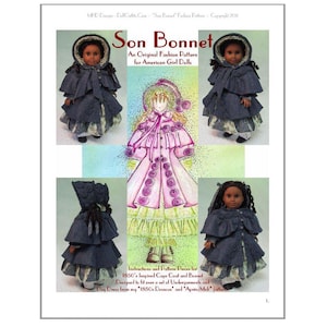 Magalie's "Son Bonnet" an 1850's Fashion Pattern for American Girl Dolls - Step by Step Photo Instructions! "Her Bonnet" is full of details!