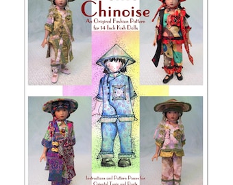 Magalie&#39;s &quot;Petite Chinoise&quot; Fashion Pattern for 14 inch Dolls -Kish and similar.  This is a complete oriental costume ensemble. Beautiful!