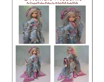 Magalie&#39;s &quot;Orientale Moderne&quot; Fashion Pattern for 18 inch BJDs like Kaye Wiggs Dolls - A beautiful way to show off your doll. Easy to sew!