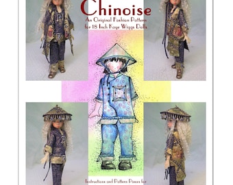 Magalie&#39;s &quot;Petite Chinoise&quot; Fashion Pattern for 18 inch BJDs -Kaye Wiggs Dolls - Oriental Ensemble - Step-By-Step photo instructions. Fun!