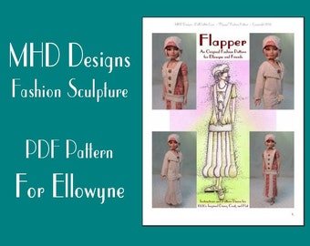 PDF Download MHD Designs "Flapper" 20's Dress and Coat Fashion Pattern for Ellowyne