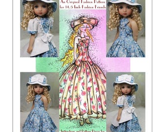 Modèle « Frous Frous » de Magalie pour amies de la mode 14,5 pouces : manteau de ligne princesse avec robe évasée ! Look élégant et classique pour les filles !