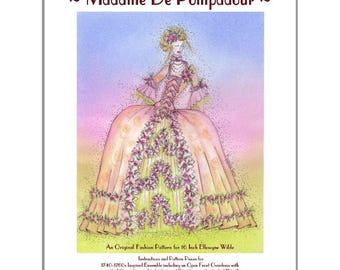 マガリーの「マダム・ド・ポンパドゥール」パターン（Ellowyne用）。うわあ！新しい裁縫テクニックがたくさん学べます！写真付きでステップバイステップで解説！