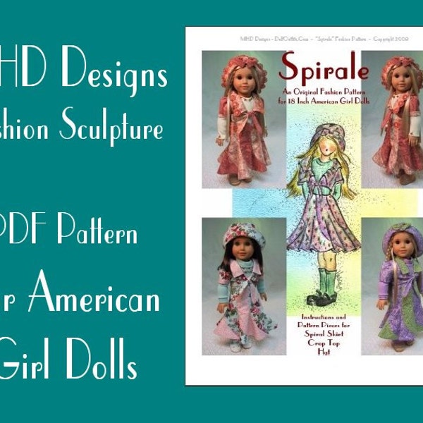 PDF Download MHD Designs "Spirale" 70's sewing pattern  for 18 inch  American Girl Dolls"