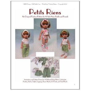 Magalie&#39;s &quot;Petite Riens&quot; Fashion Pattern for 10 inch Ann Estelle Dolls - The &quot;liitle nothings&quot; for our little Ann!  Will fit similar dolls.