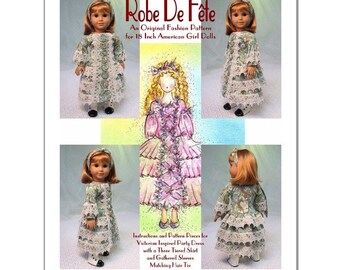 Patrón de vestido de fiesta victoriano "Robe de Fete" de Magalie para muñecas American Girl. ¡Obtienes lo que pagas! ¡Un patrón divertido con resultados preciosos!