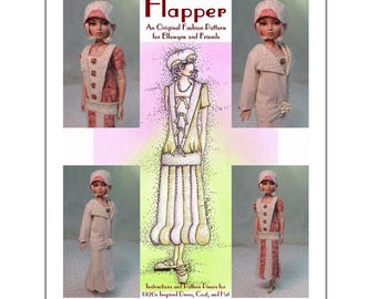 マガリーのEllowyne用「フラッパー」ファッションパターン - 写真付きでステップバイステップの説明。16インチのファッションドール用の美しい1920年代風アンサンブル。