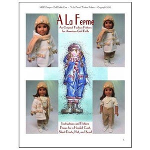 Magalie&#39;s &quot;A La Ferme&quot; a Country Look Fashion Pattern for American Girl Dolls - Very Cute!