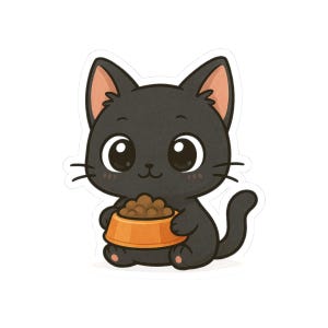 Cute Cat Kiss-Cut Stickers, Adorable Black Cat Decals for Laptops, Journals, Pet Lovers Gift, Fun Stationery, Home Decor