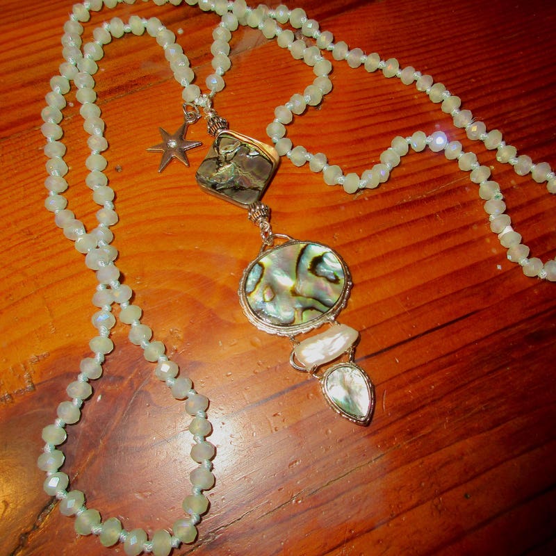 Henley Blue Abalone Golden Pendant Necklace