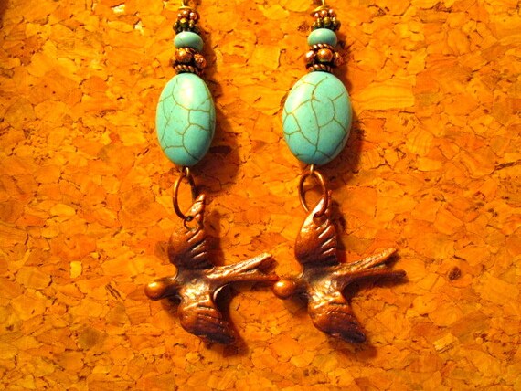 Marvelous OOAK Genuine TURQUOISE & Howlite, BRONZ… - image 2