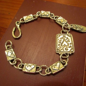 All About Love: OOAK Sterling SILVER Rustic Artisan HEART Link Bracelet w/&quot;Love Always&quot; Focal Plaque, Heart Links and Love Tag Charm
